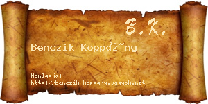 Benczik Koppány névjegykártya